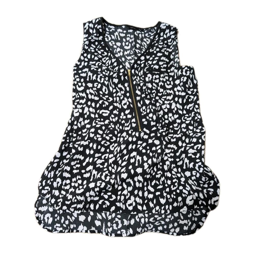 Apt. 9 Sz M Black/White Poly Long Sleeve Top‎ #1029